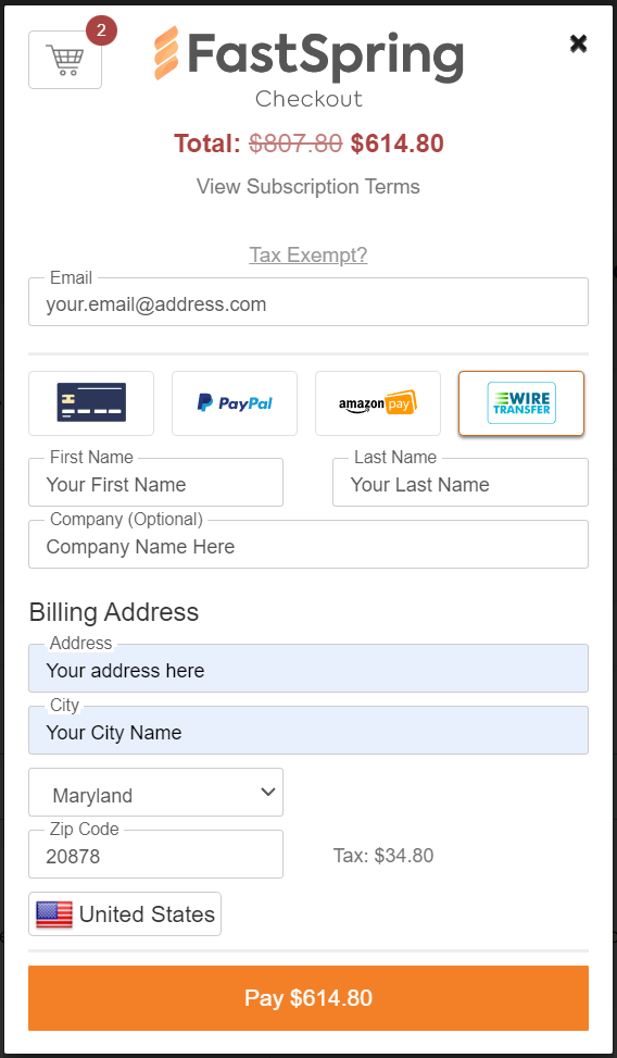 FastSpring - Create Quote